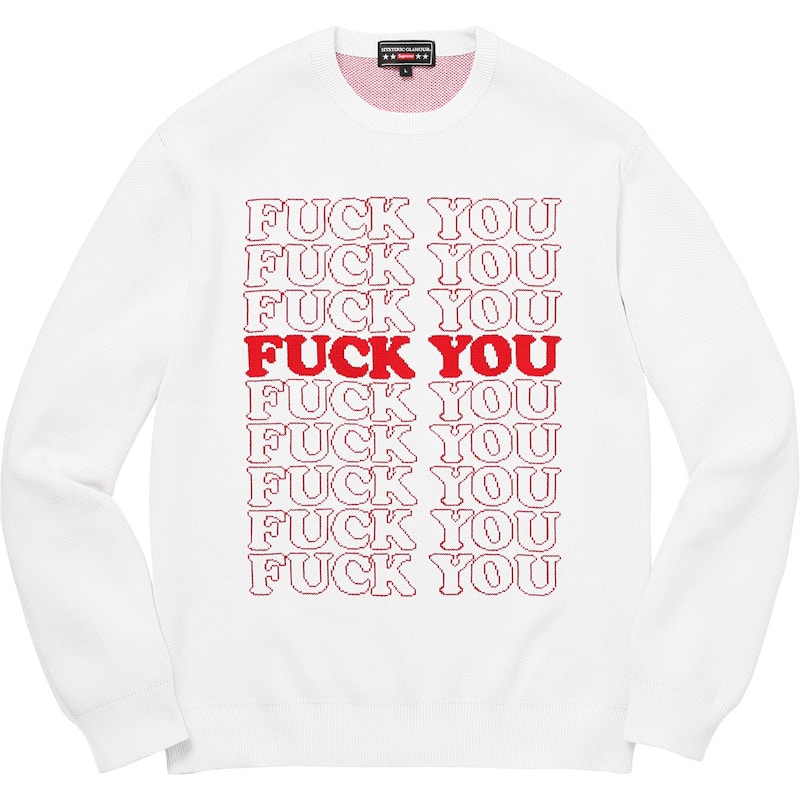 Supreme Hysteric Glamour Fuck You Sweater White メンズ - FW17 - JP