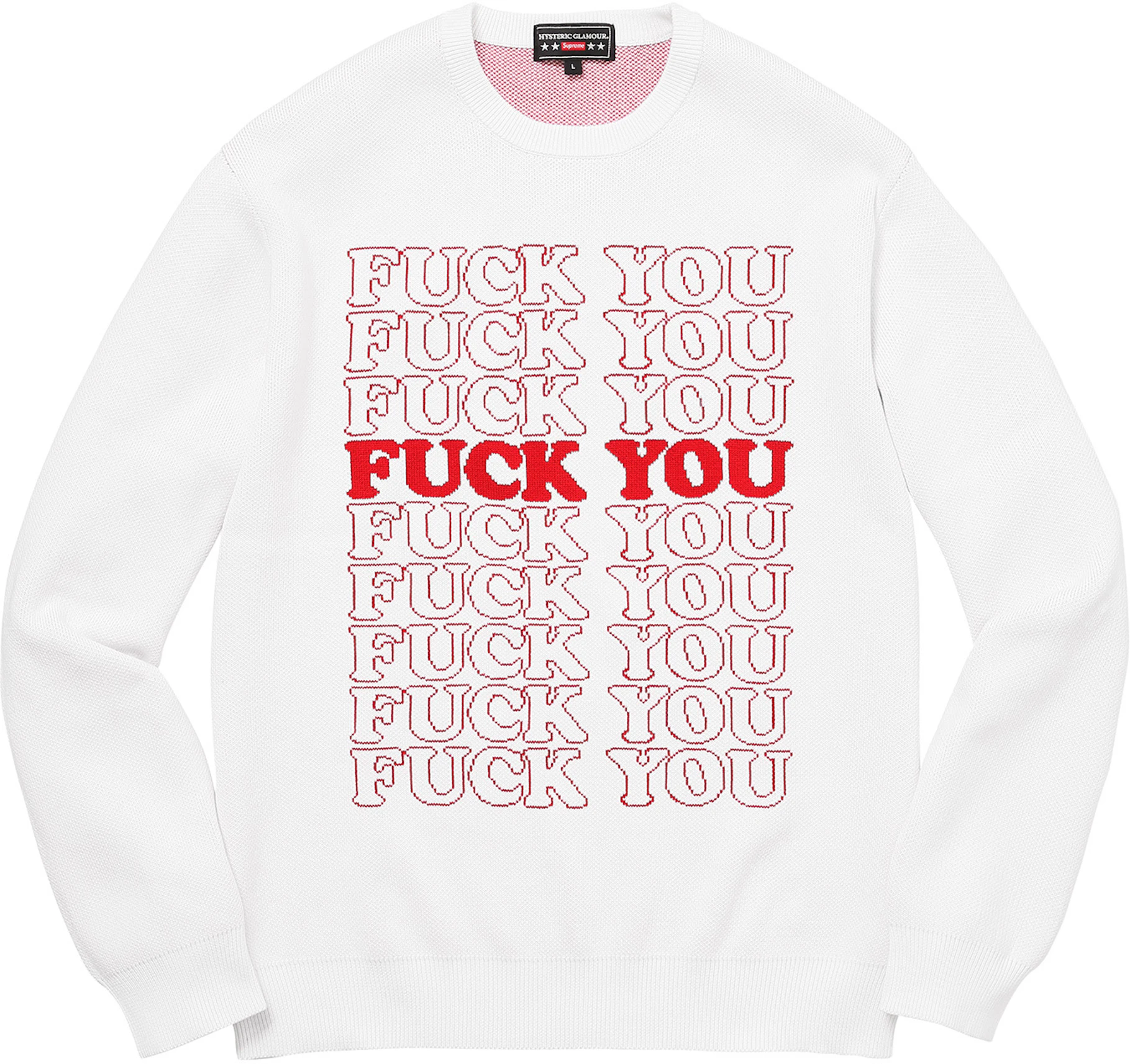 Supreme Hysteric Glamour Fuck You Sweater White Fw17 Gb