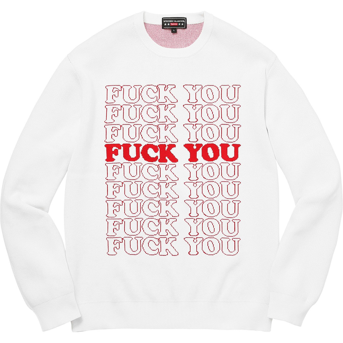 Supreme Hysteric Glamour Fuck You Sweater White - FW17