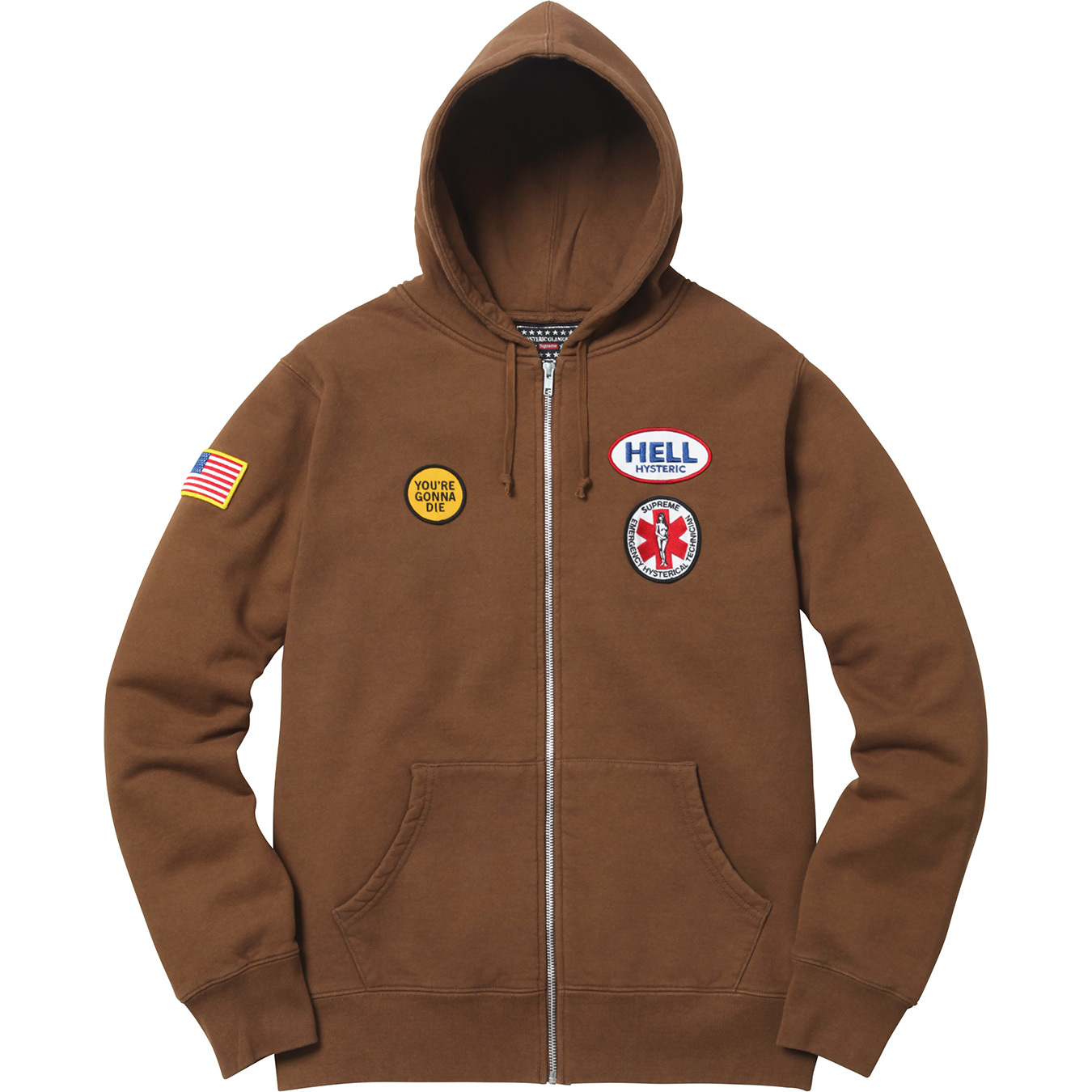 Supreme Hysteric Glamour Patches Zip Up Sweatshirt Brown
