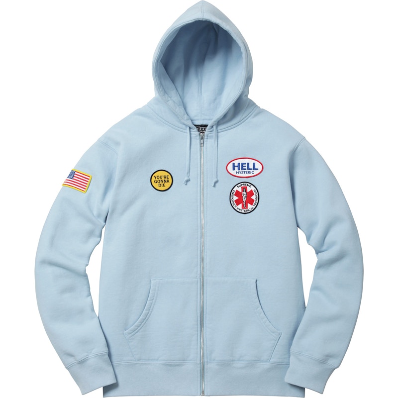 Supreme Hysteric Glamour Patches Zip Up Sweatshirt Light Blue ...