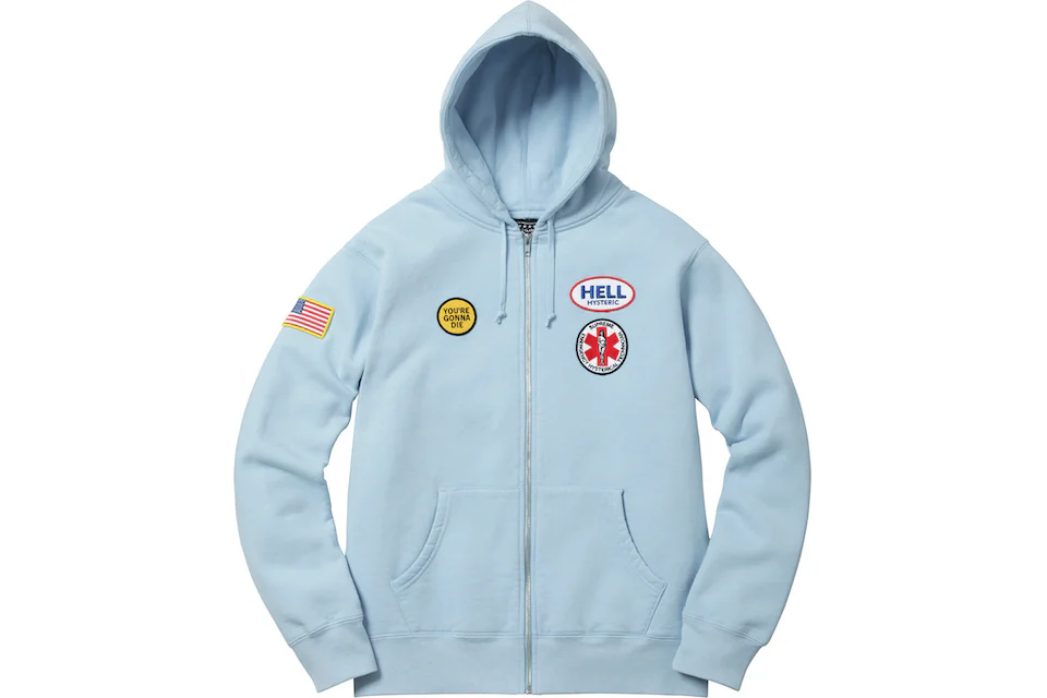 Supreme Hysteric Glamour Patches Zip Up Sweatshirt Light Blue