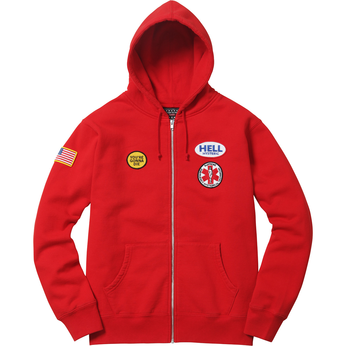 Supreme Hysteric Glamour Patches Zip Up Sweatshirt Red