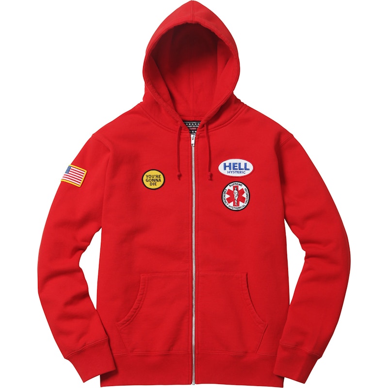 Supreme Hysteric Glamour Patches Zip Up Sweatshirt Red - FW17 男士- TW