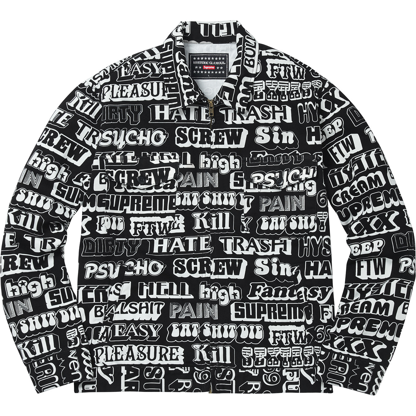 Supreme Hysteric Glamour Text Work Jacket Black Men's - FW17 - US