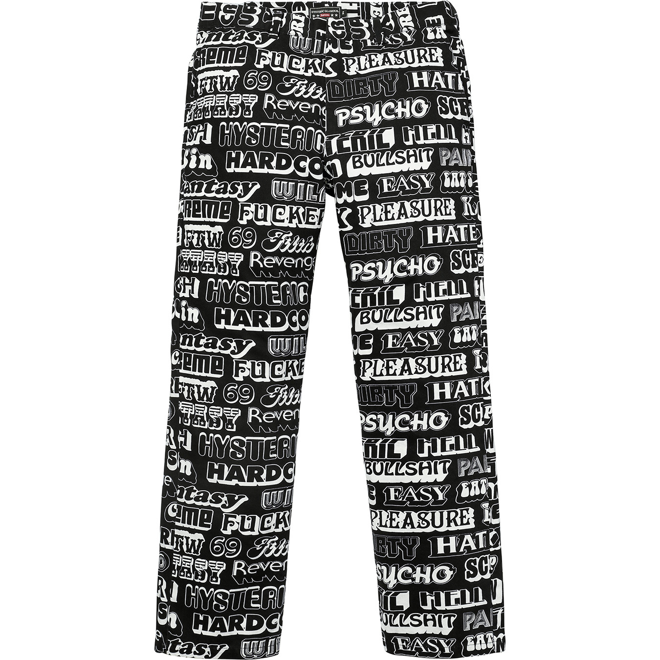 Supreme Hysteric Glamour Text Work Pant Black Men's - FW17 - US