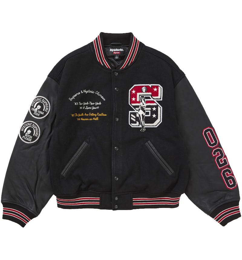 Supreme Hysteric Glamour Varsity Jacket Black Men's FW24 US
