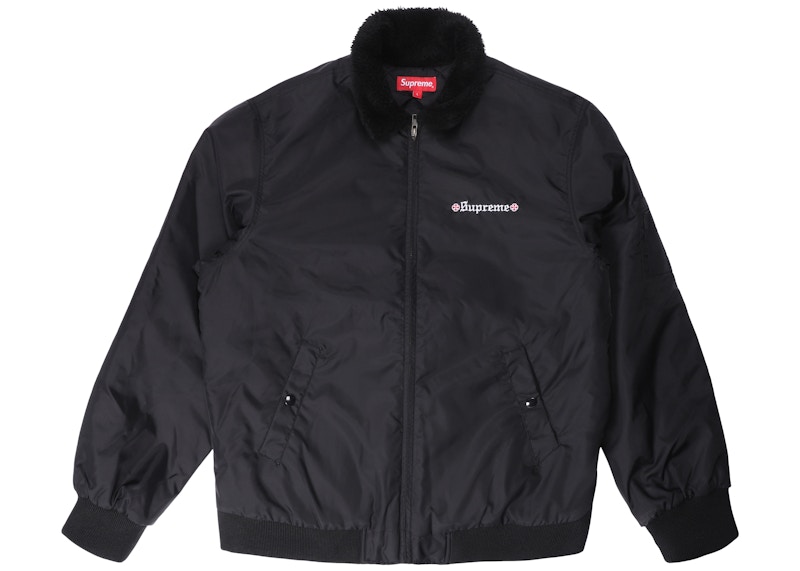 Supreme Independent Fur Collar Bomber Jacket Black