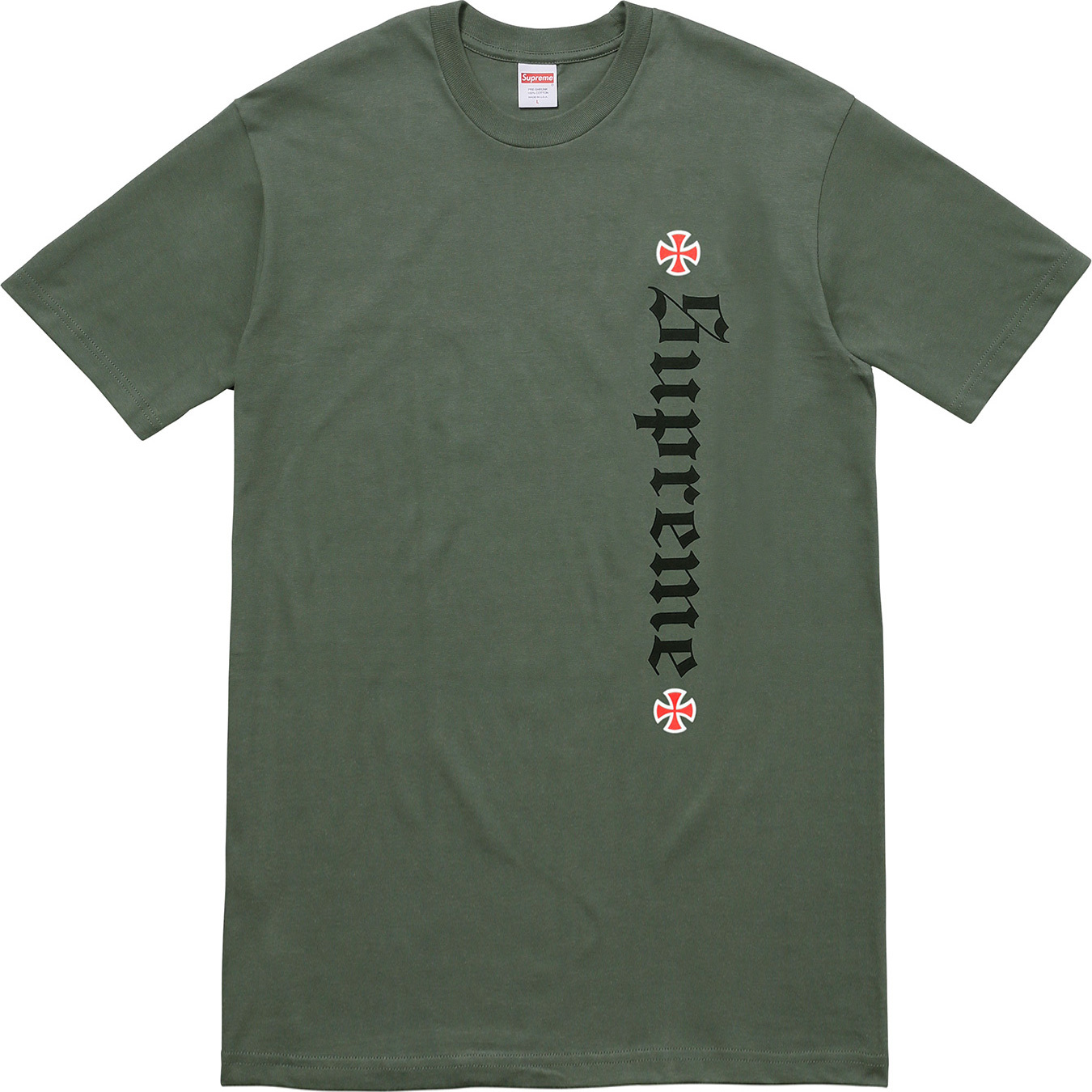 Supreme Independent Old English Tee Olive Green - FW17 - US