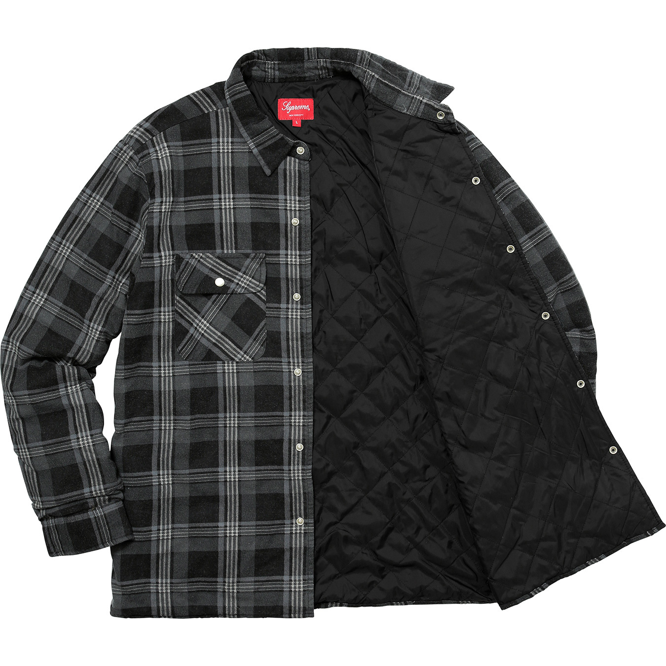 Supreme Independent Quilted Flannel Shirt Black Men's - FW17 - US