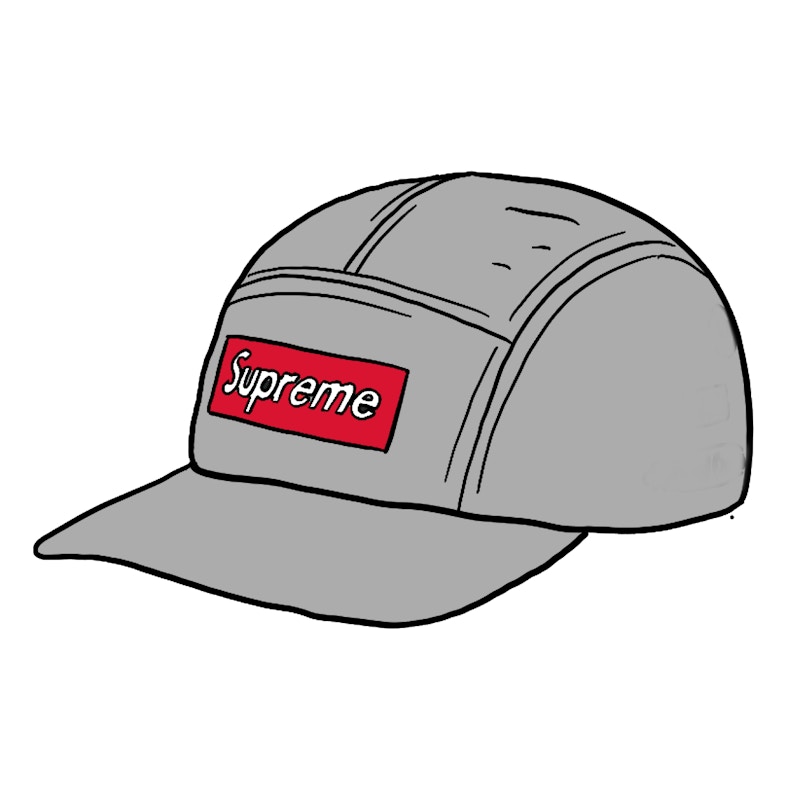 supreme inset logo camp cap grey