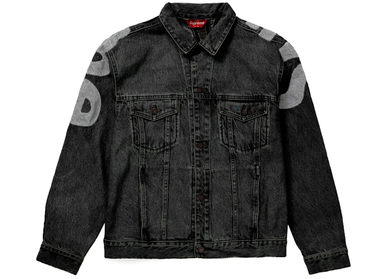 Supreme S Logo Denim Trucker Jacket Washed Black Men's - SS24 - US