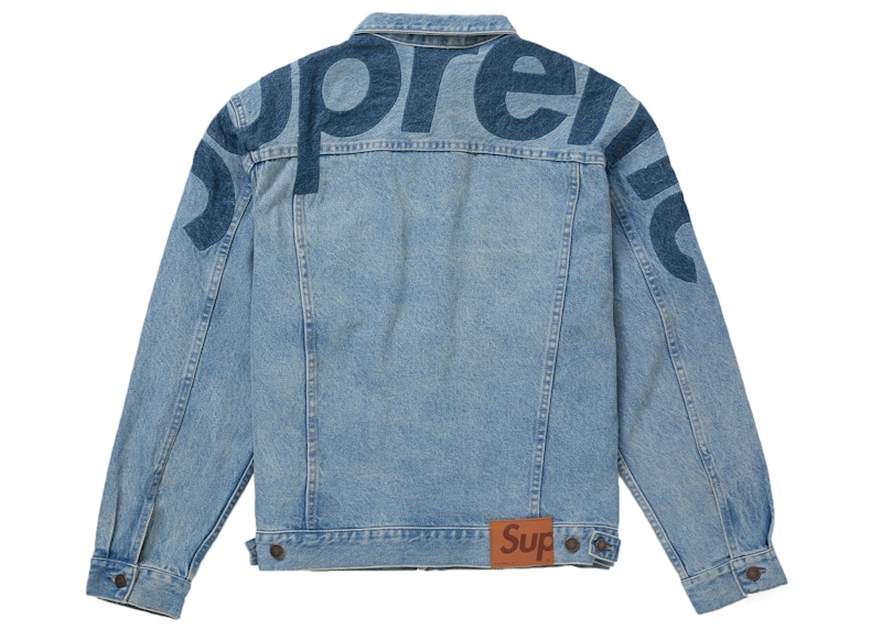 Supreme Inset Logo Denim Trucker Jacket Washed Blue Men's - SS22 - GB