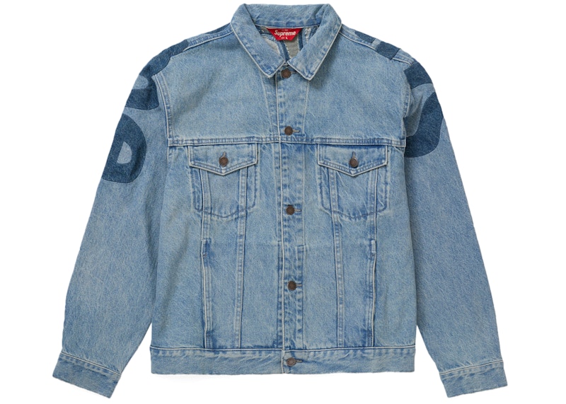 Supreme Inset Logo Denim Trucker Jacket Washed Blue - SS22 Men's - US