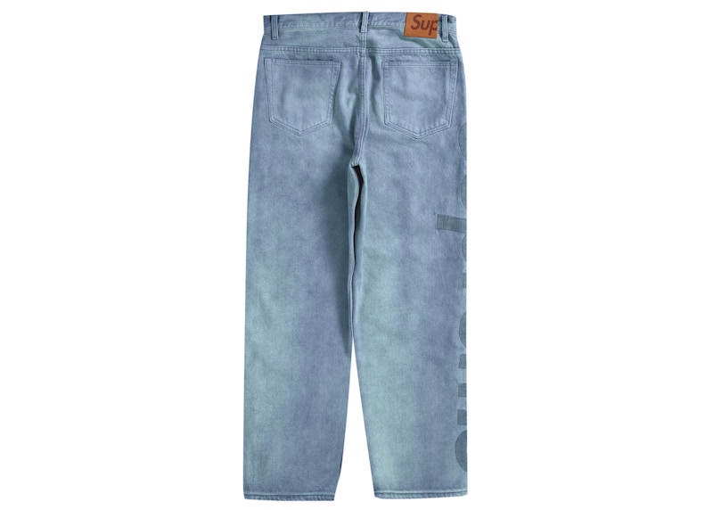 Supreme Inset Logo Jean Washed Blue