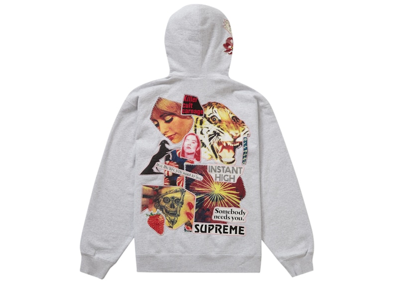 Supreme Instant High Patches Hooded Sweatshirt Ash Grey Men's