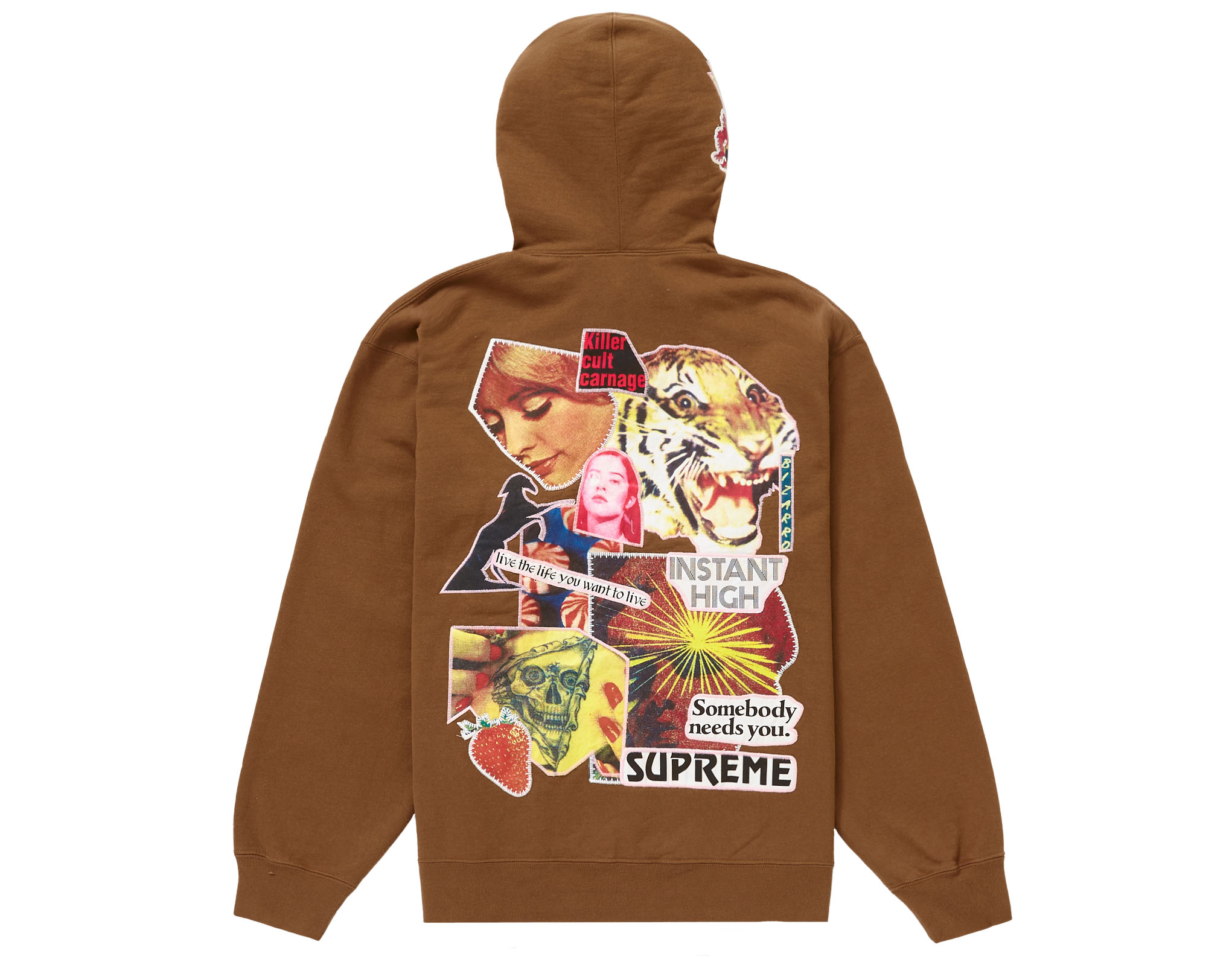 Supreme Instant High Patches Hooded Sweatshirt Brown Men's - SS22 - GB