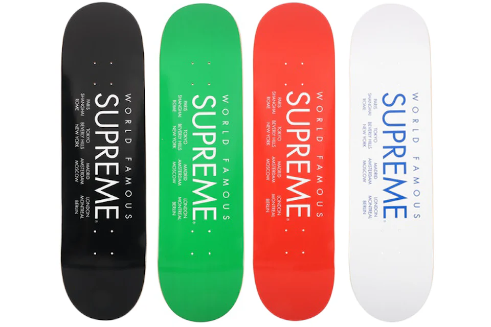 Supreme International Skateboard Deck Black/Green/Red/White Set