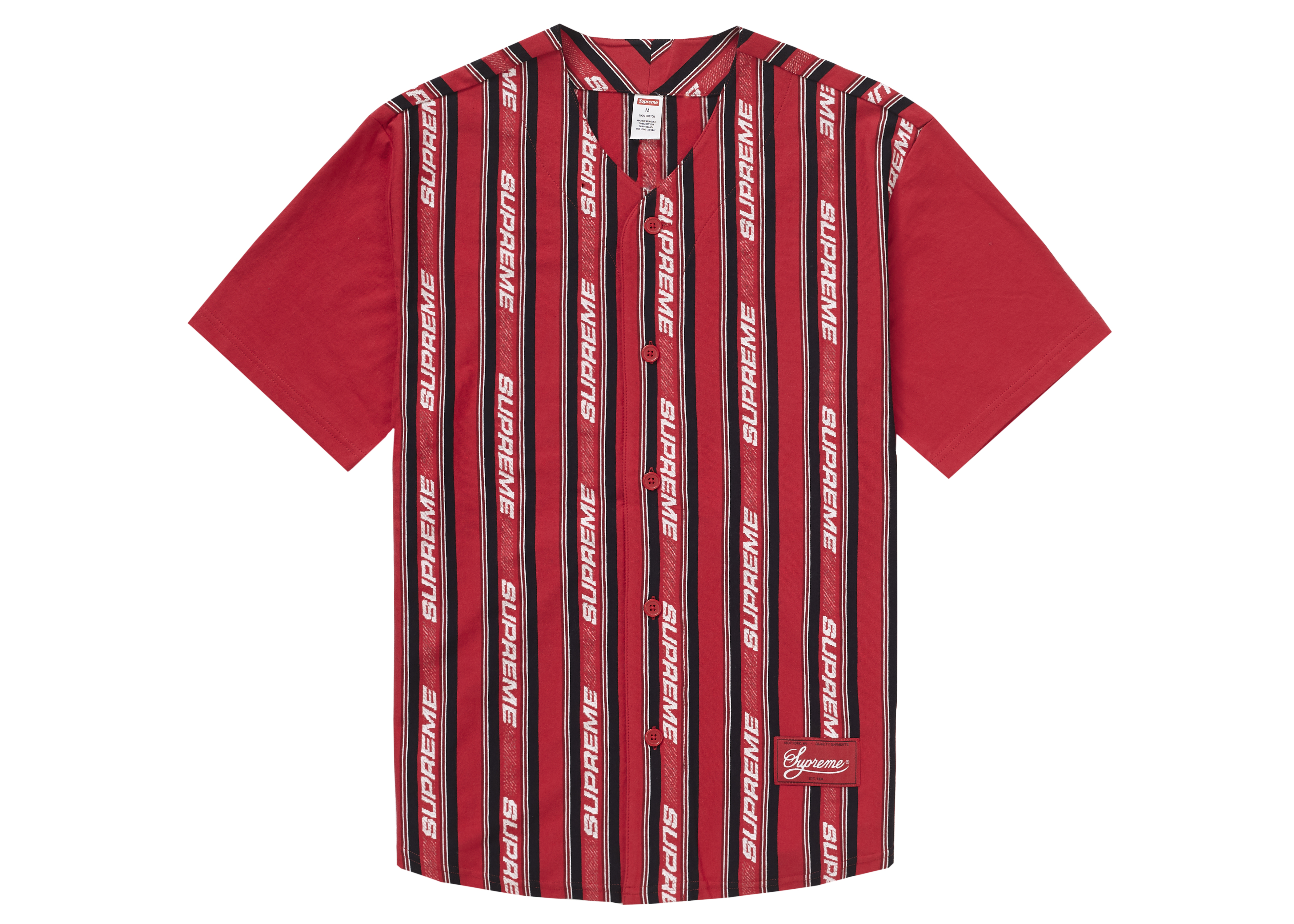 Supreme Jacquard Logo Baseball Jersey Red