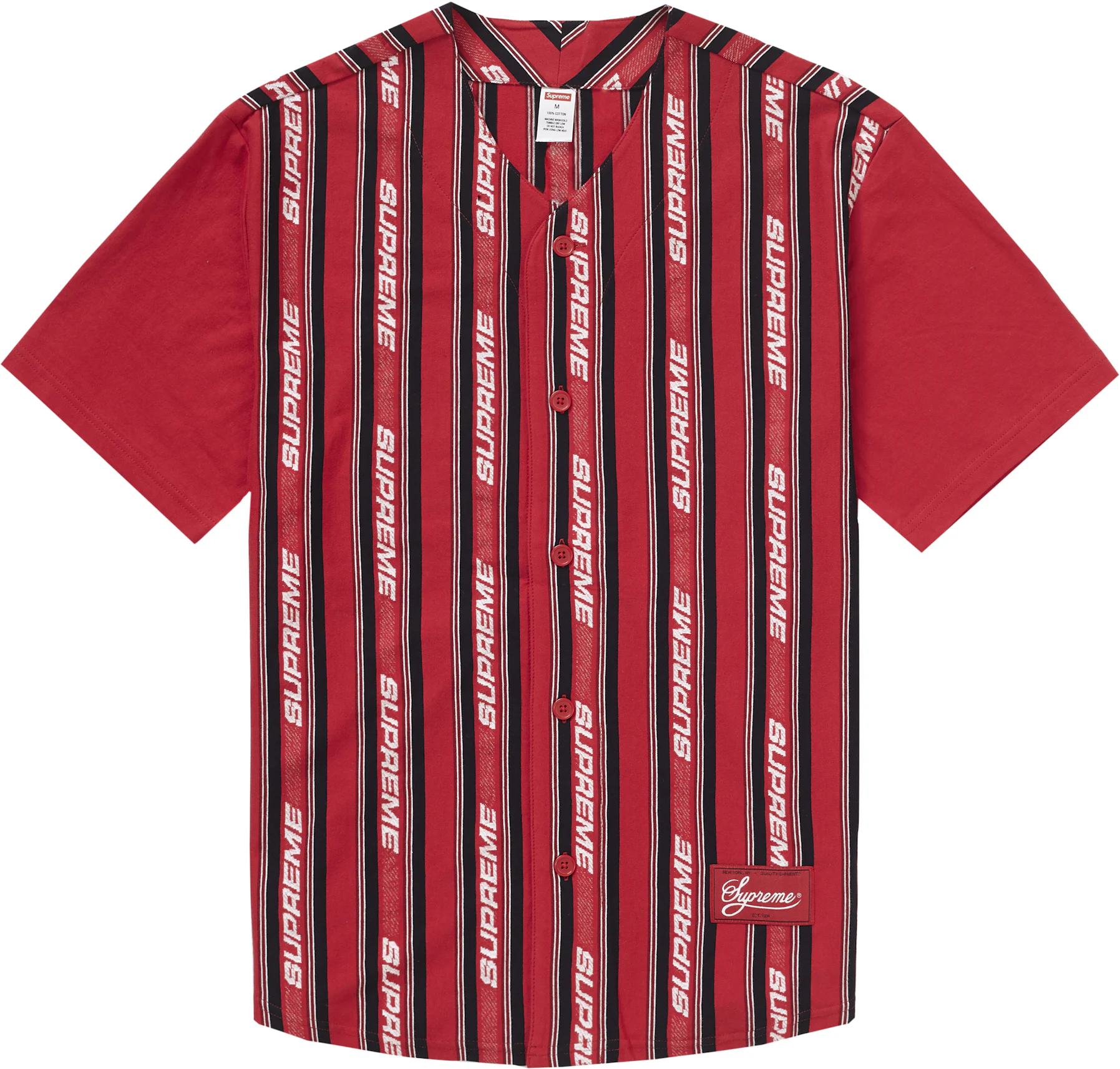 Supreme Jacquard Logo Baseball Jersey Red Men's - SS19 - US