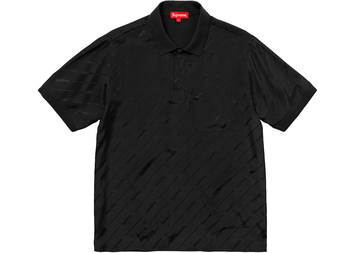 Supreme Jacquard Logo Silk Polo Black Men's - SS18 - US