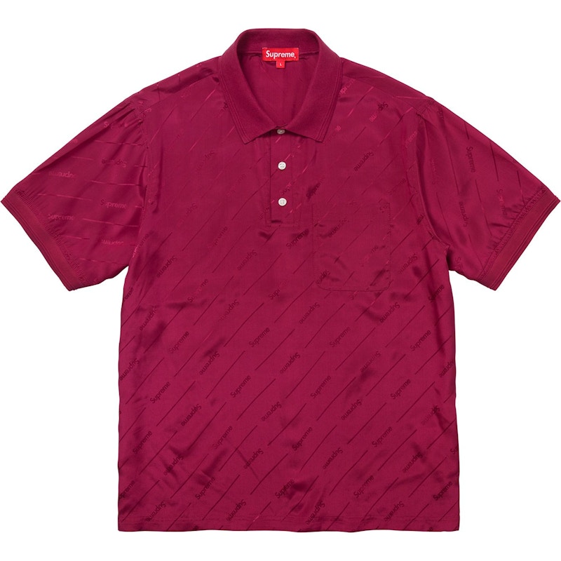 Supreme Jacquard Logo Silk Polo Burgundy 男装- SS18 - CN