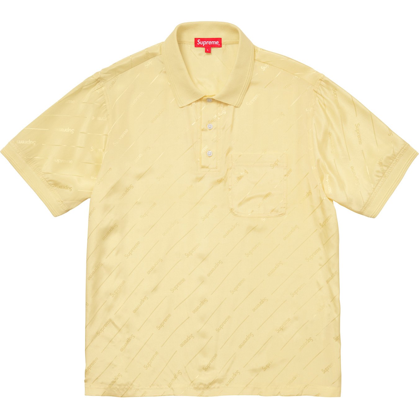 Supreme Jacquard Logo Silk Polo Pale Yellow - SS18 - US