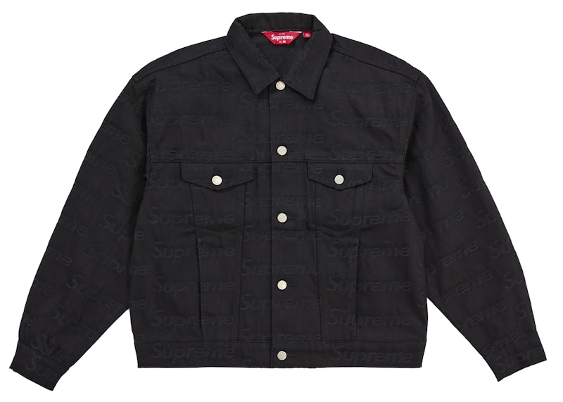 ジャケット・アウター Supreme Jacquard Logos Denim Trucker XL Supreme Jacquard Logos Denim Trucker Jacket Black Men's - FW25 - US