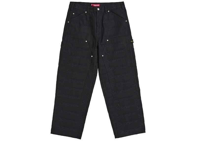 Supreme Jacquard Logos Double Knee Denim Painter Jean Black Men's