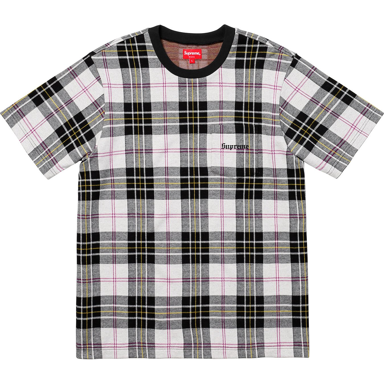 Supreme Jacquard Tartan Plaid Pocket Tee White Men's - SS18 - US