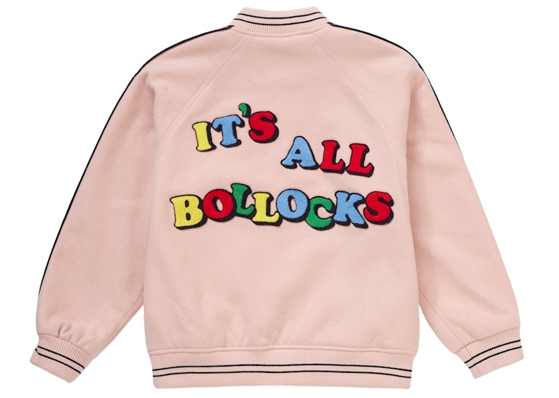 Supreme Jamie Reid It's All Bollocks Varsity Jacket Dusty Pink