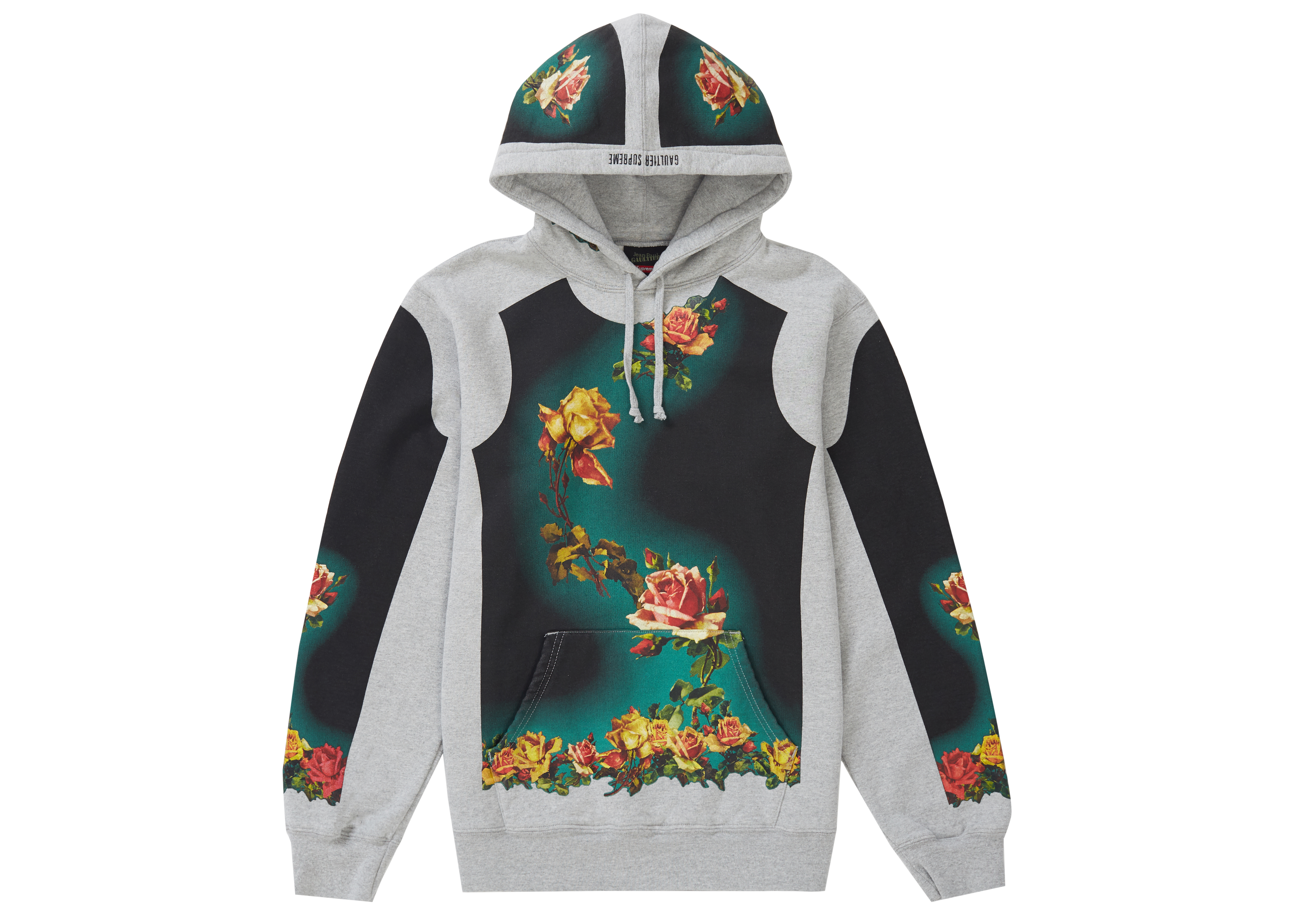 Supreme Jean Paul Gaultier Floral Print Hooded Sweatshirt Heather Grey