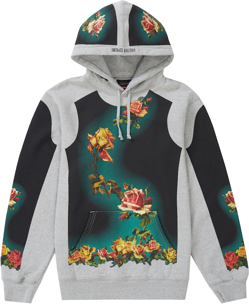 Supreme Jean Paul Gaultier Floral Print Hooded Sweatshirt Heather Grey ...