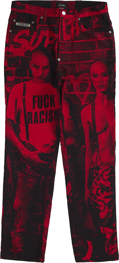 SS19 #Supreme x Jean Paul Gaultier 'Fuck Racism' Denim Jacket Sporting