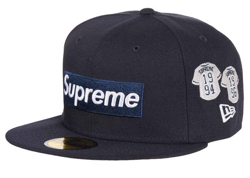 Supreme Jerseys Box Logo New Era Fitted Hat Navy - FW24 - GB