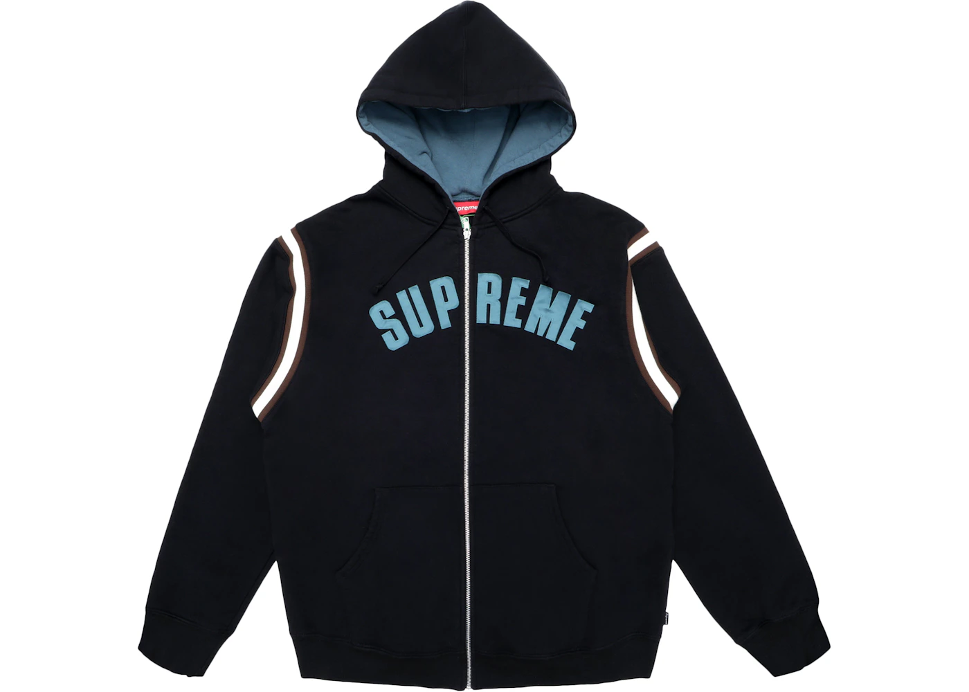 Supreme jet sleeve zip up hooded sweatshirt black Clearance