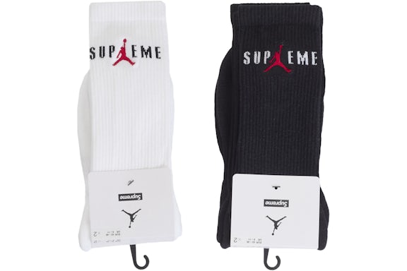Supreme Jordan Crew Socks (2 Pack) Black/White
