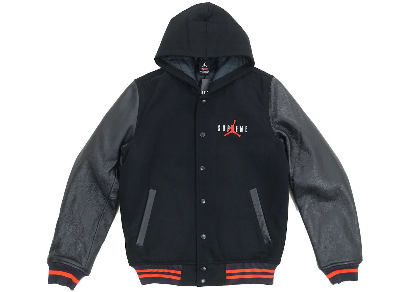 Ansigt opad Sorg Forventer Supreme Jordan Hooded Varsity Jacket Black - FW15