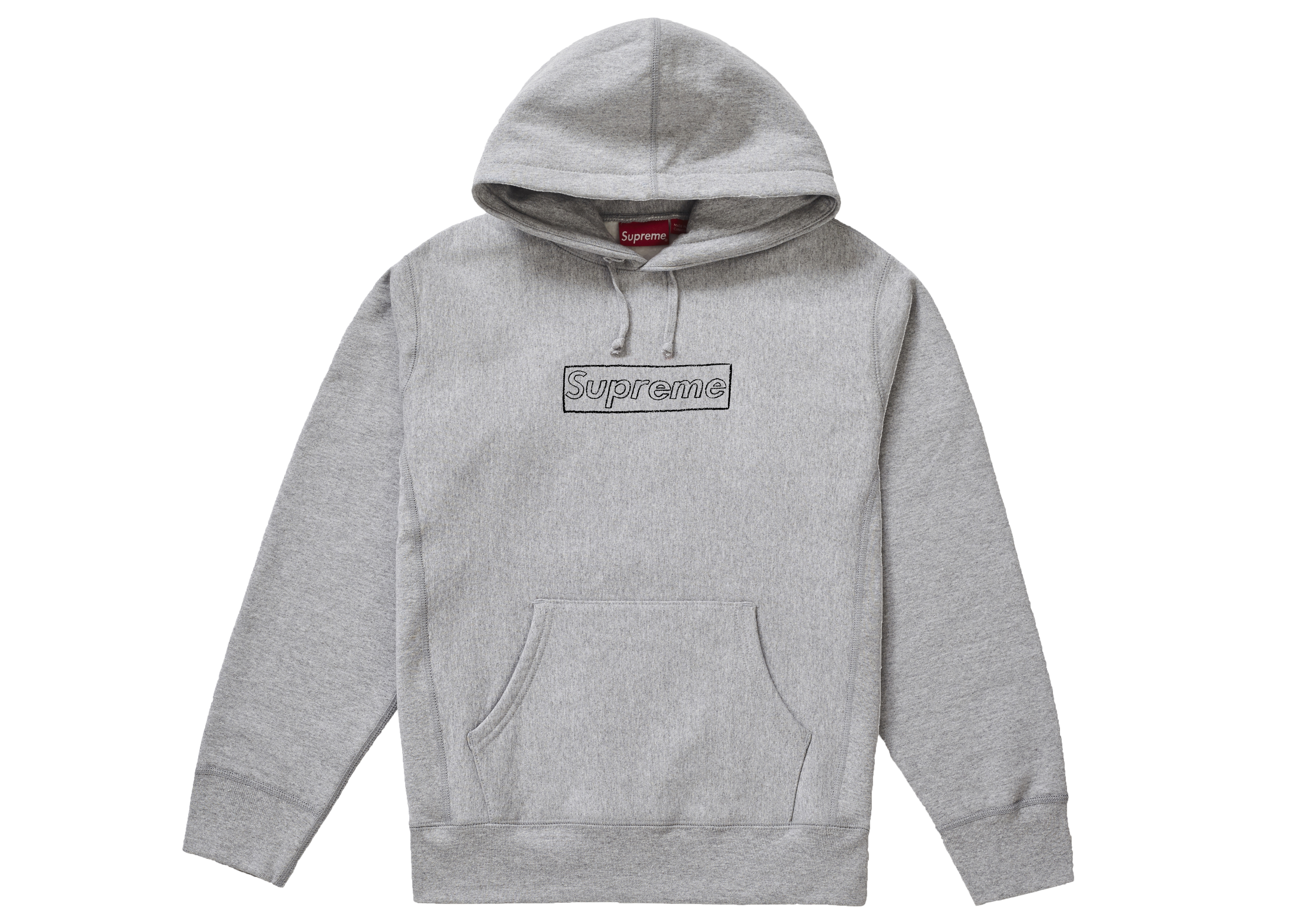 Supreme KAWS Chalk Logo Hooded Sweatshirt Heather Grey Men's