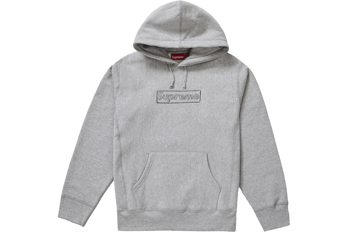Supreme KAWS Chalk Logo Hooded Sweatshirt Heather Grey