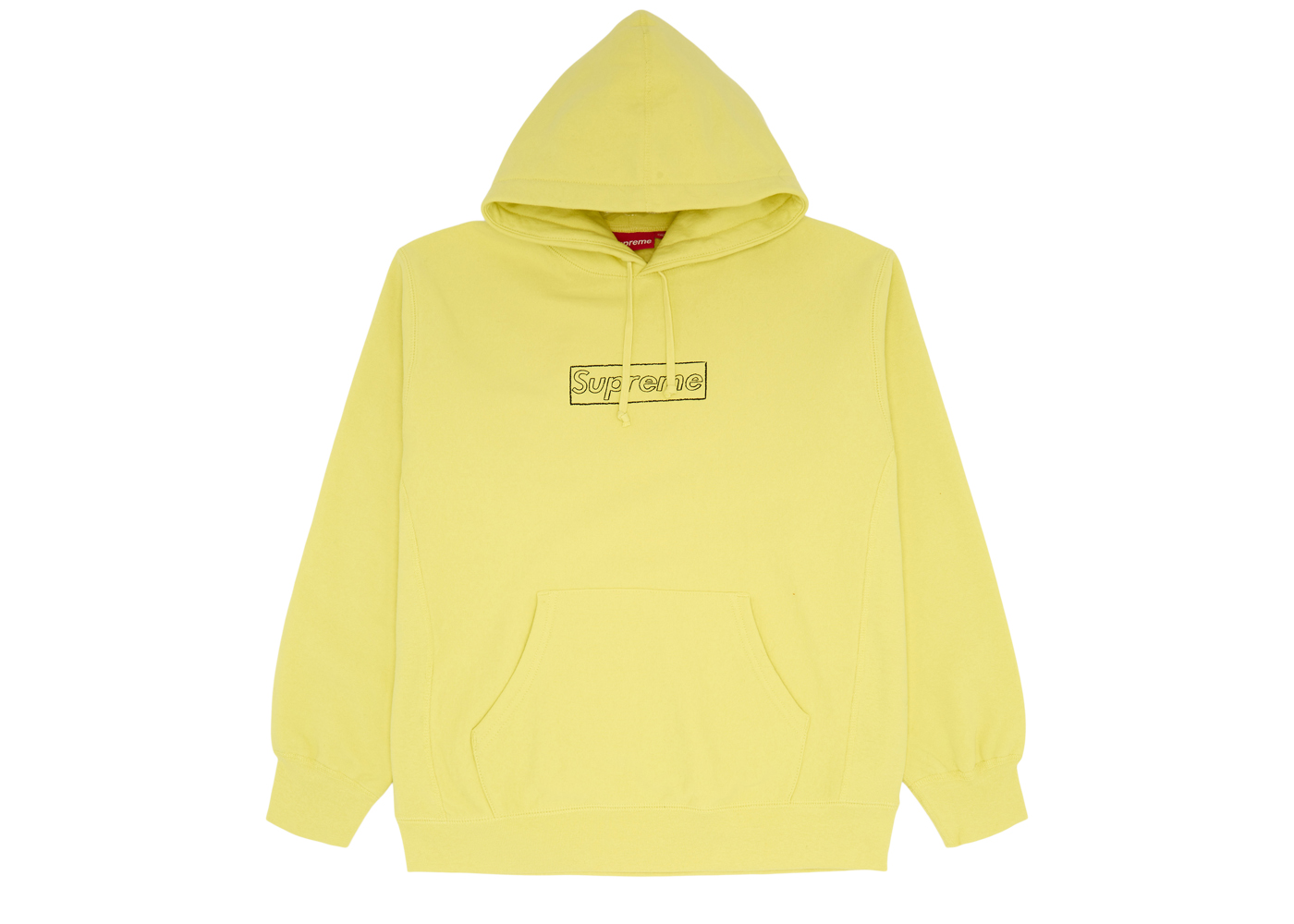 Supreme KAWS Chalk Logo Hooded Sweatshirt Light Lemon