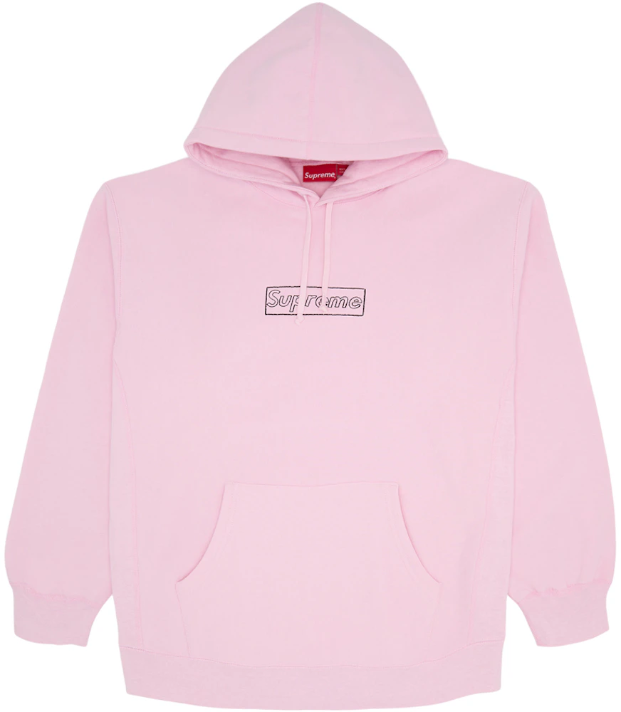Supreme Kaws Chalk Logo Hooded Sweatshirt Light Pink Ss21 Us
