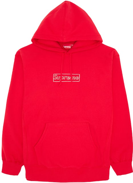 🔥SUPREME KAWS Chalk Box Logo Bogo Red Medium Hoodie Sweatshirt