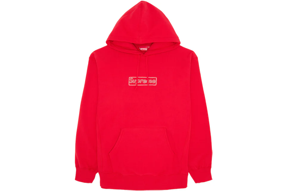 Supreme KAWS Chalk Logo Hooded Sweatshirt Red