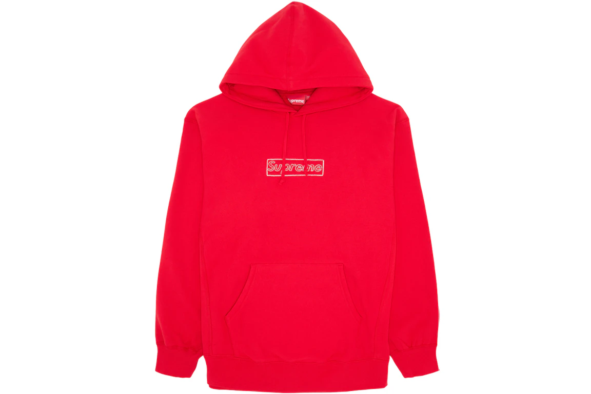Supreme KAWS Chalk Logo Hooded Sweatshirt Red
