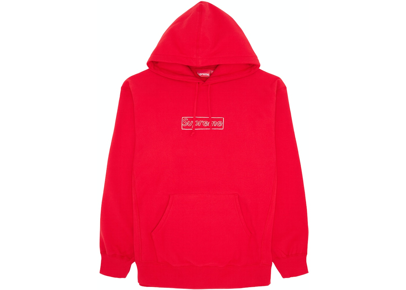 Supreme KAWS Chalk Logo Hooded Sweatshirt Red - SS21