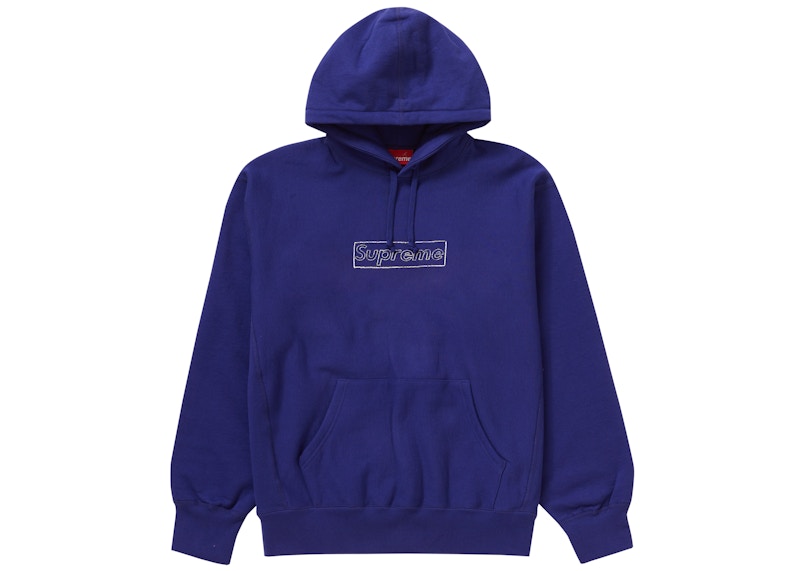 Supreme KAWS Chalk Logo Hooded Sweatshirt Washed Navy