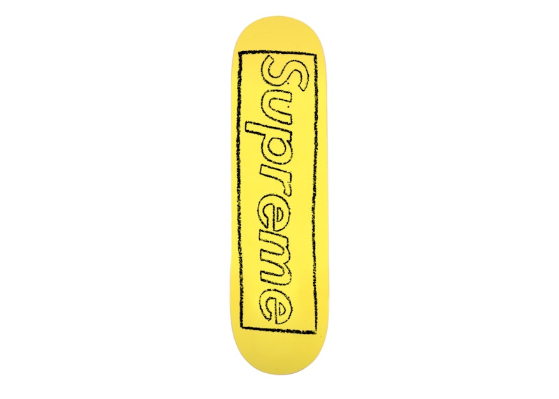 supreme KAWS ChalkLogo Skateboard yellow