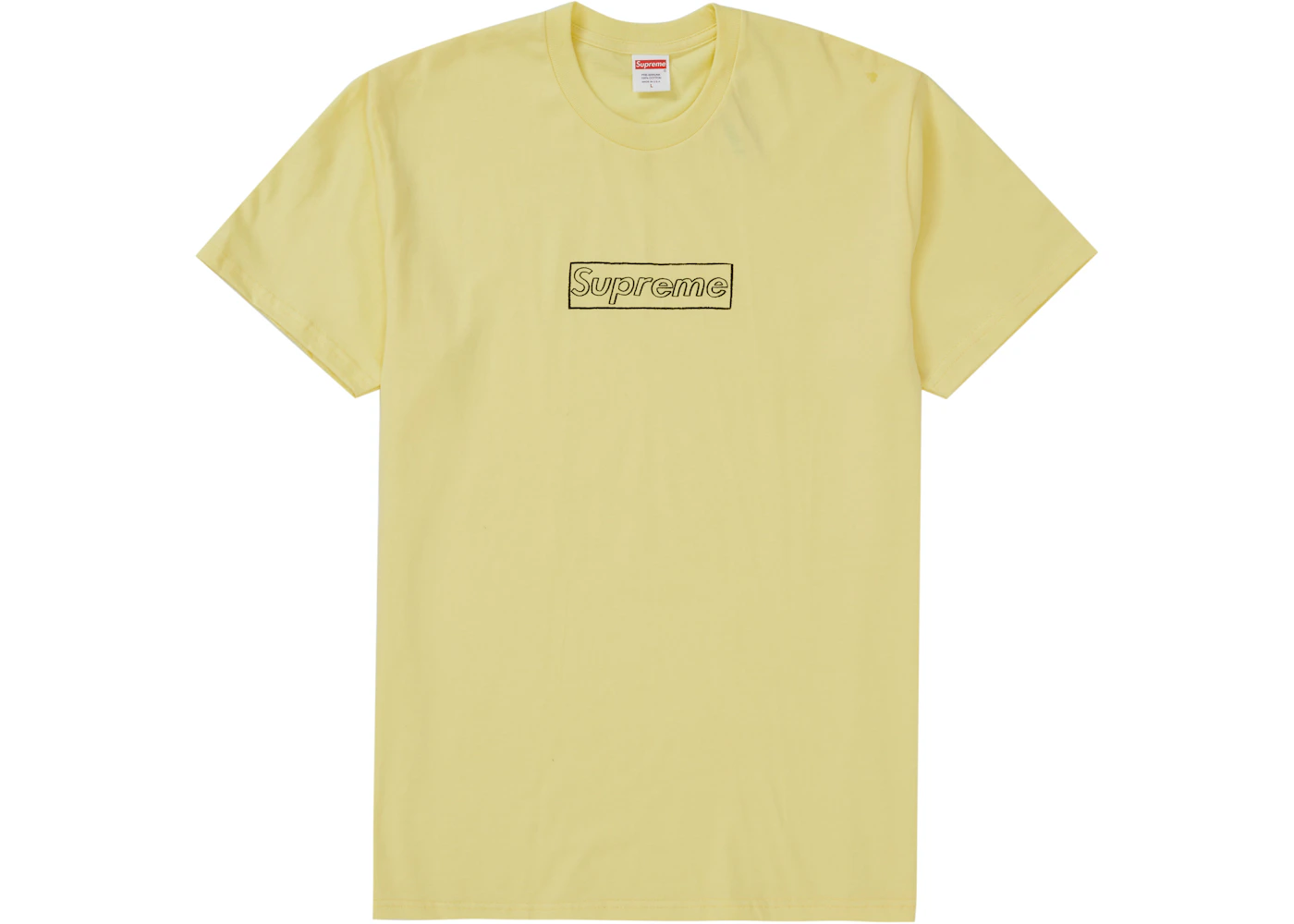 Supreme KAWS Chalk Logo Tee Pale Yellow Men's - SS21 - US