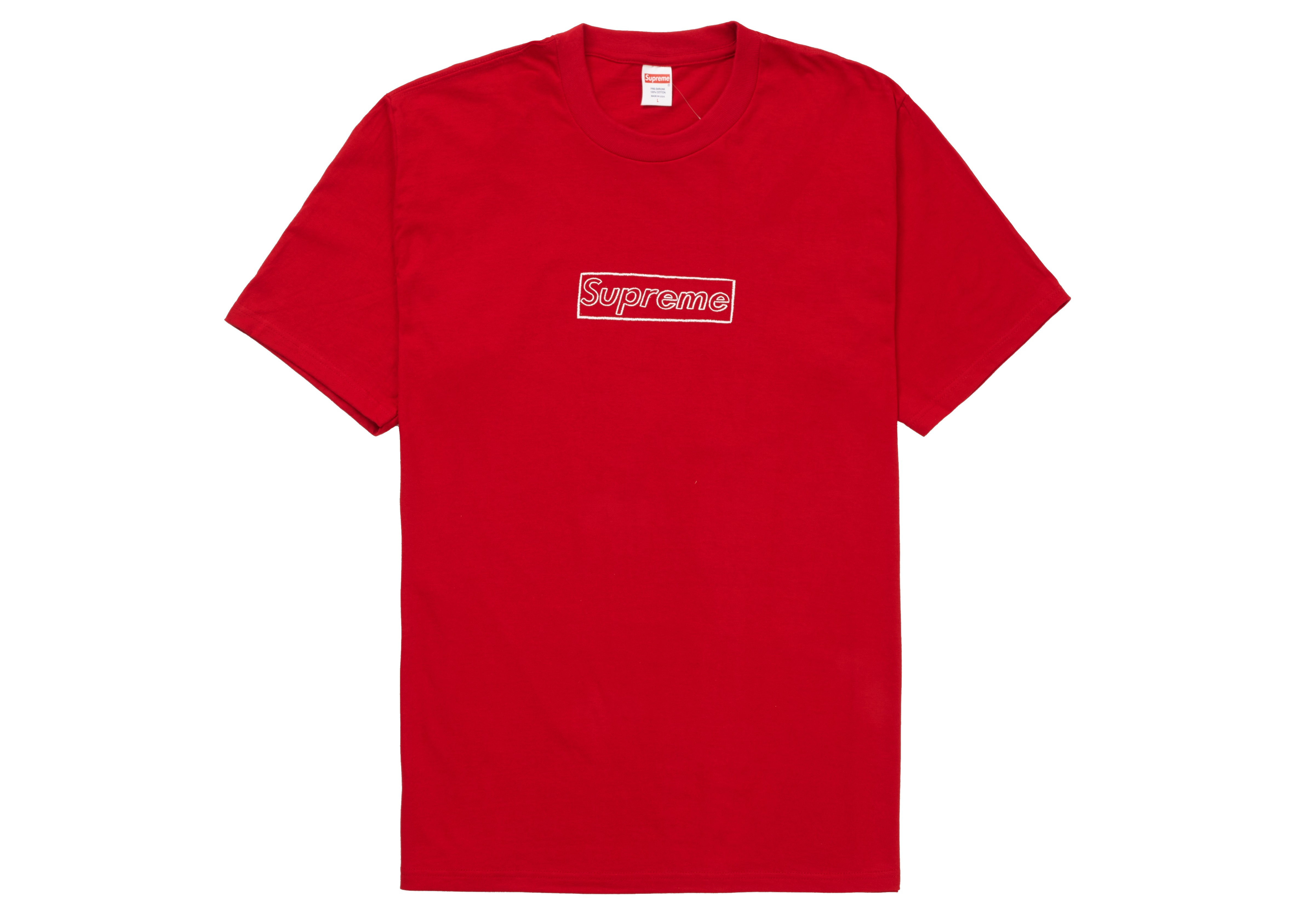 Supreme KAWS Chalk Logo Tee Red Men's - SS21 - US